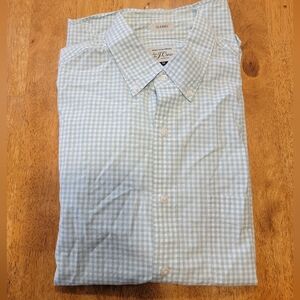 Mens Classic Fit  J. Crew Pastel Green checkerd Dress Shirt Medium
